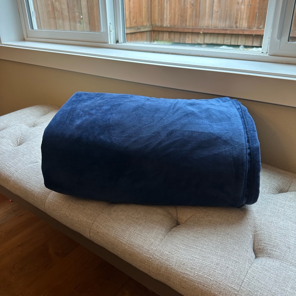 Pottery Barn Kids Luxe Chamois Duvet Cover | Twin Size | Navy Blue
